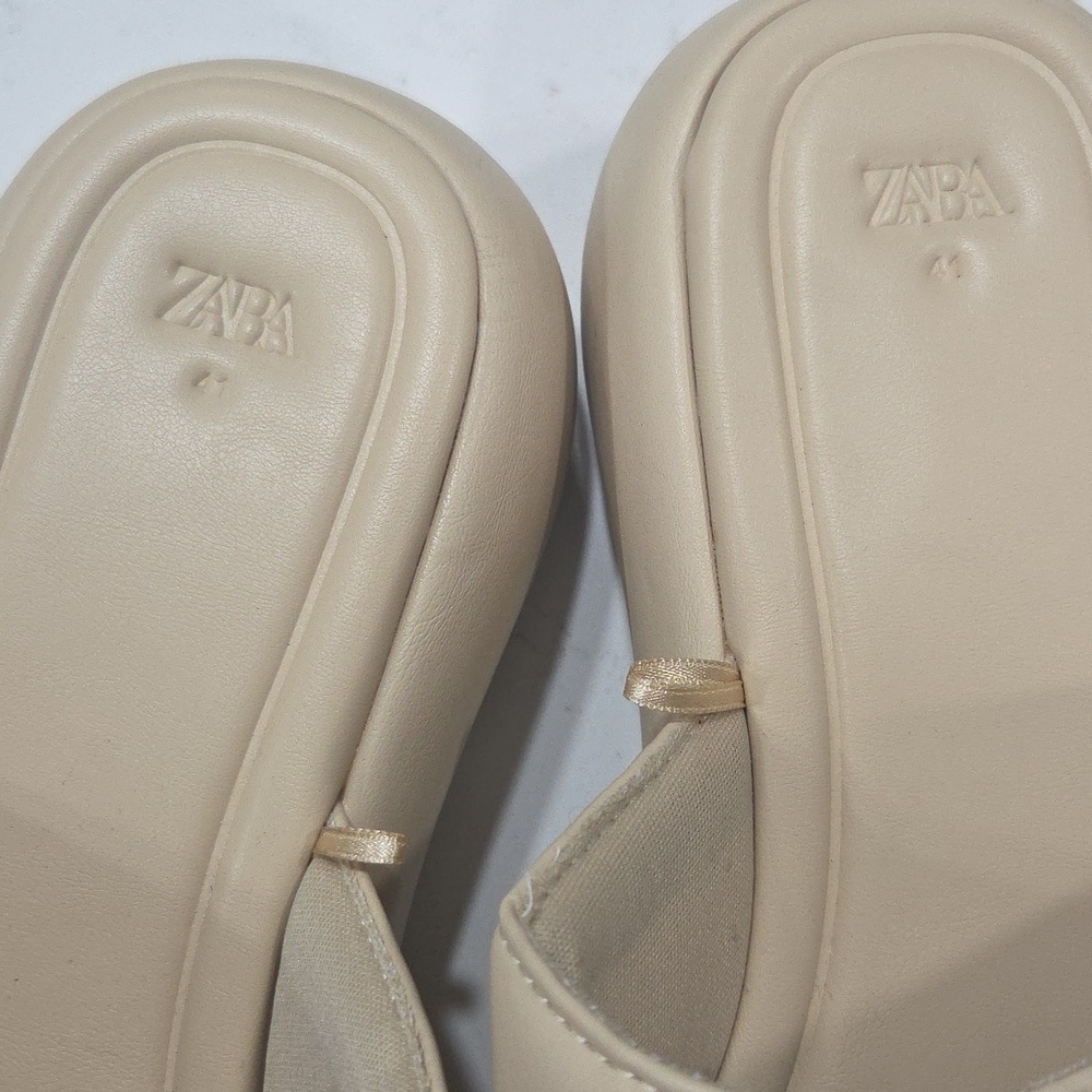Zara Cream Platform Sandals Sz41 Will Fit Sz 10 Gentle Used - Picture 4 of 8